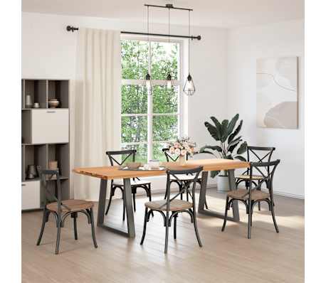 vidaXL Dining Table Light Brown, Anthracite