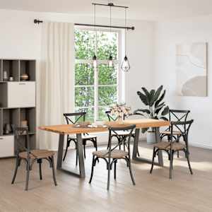 vidaXL Dining Table Light Brown, Anthracite