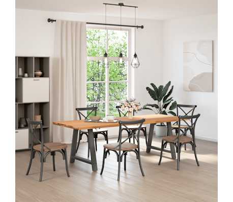 vidaXL Table &agrave; manger marron clair bois de ch&ecirc;ne massif rectangulaire