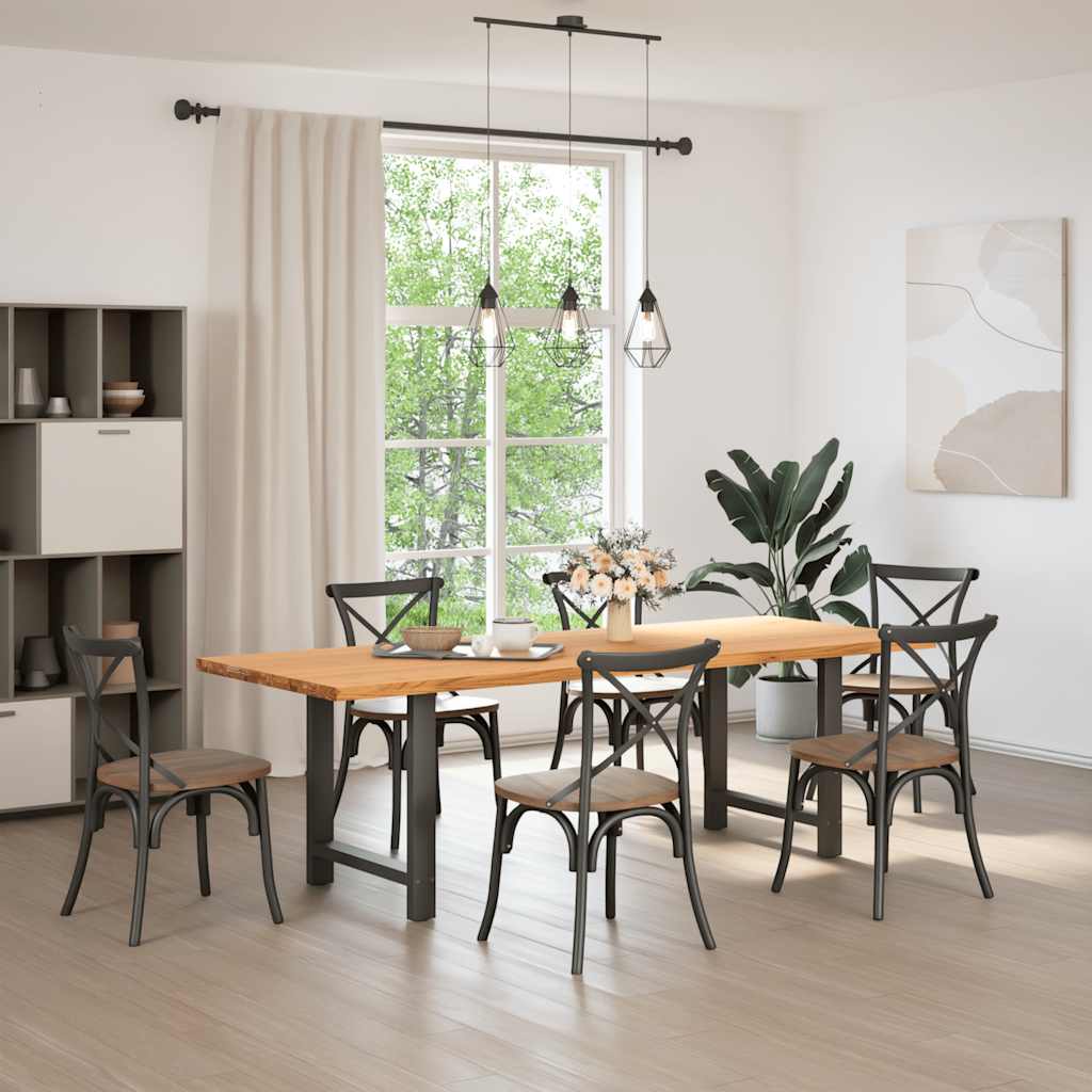 vidaXL Eettafel rechthoekig 240x90x74 cm massief eikenhout lichtbruin afbeelding