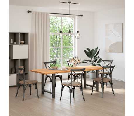 vidaXL Eettafel rechthoekig 240x90x74 cm massief eikenhout lichtbruin