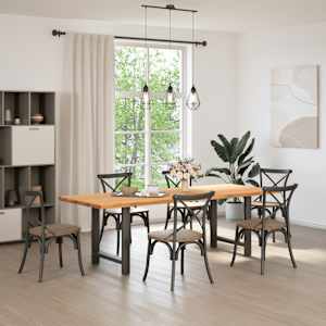 vidaXL Eettafel rechthoekig 240x90x74 cm massief eikenhout lichtbruin