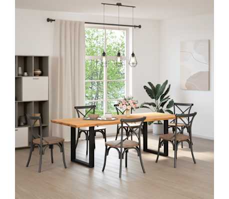 vidaXL Eettafel rechthoekig 240x90x74 cm massief eikenhout lichtbruin