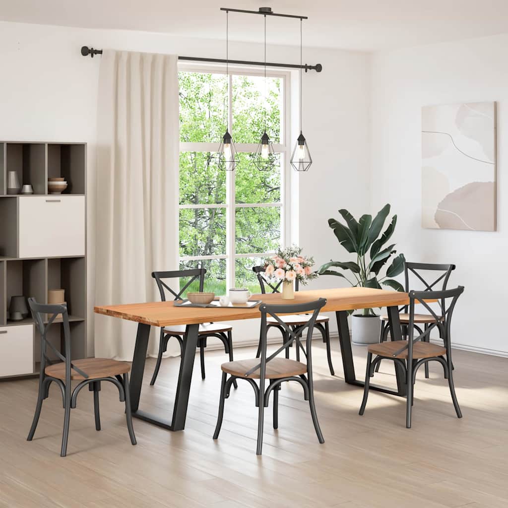 vidaXL Eettafel rechthoekig 240x90x74 cm massief eikenhout lichtbruin afbeelding