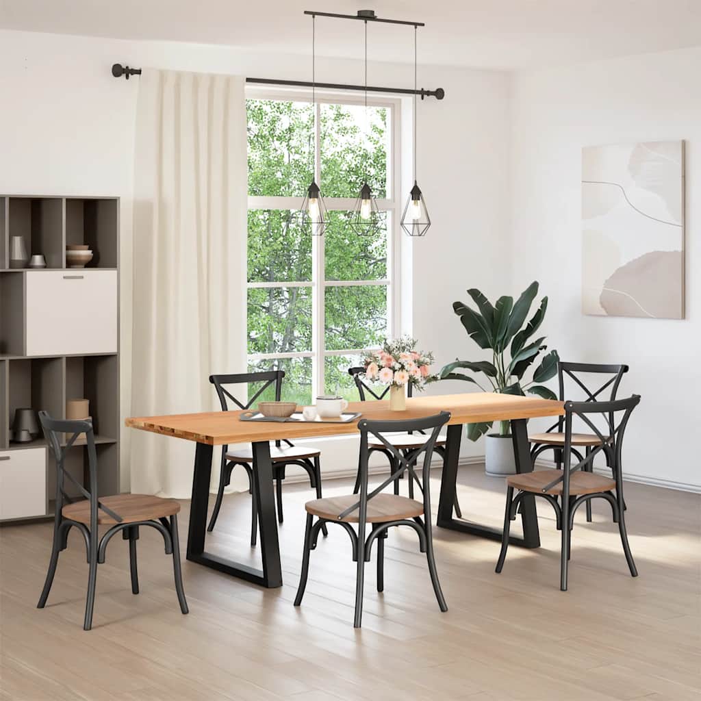 vidaXL Eettafel rechthoekig 240x90x74 cm massief eikenhout lichtbruin afbeelding