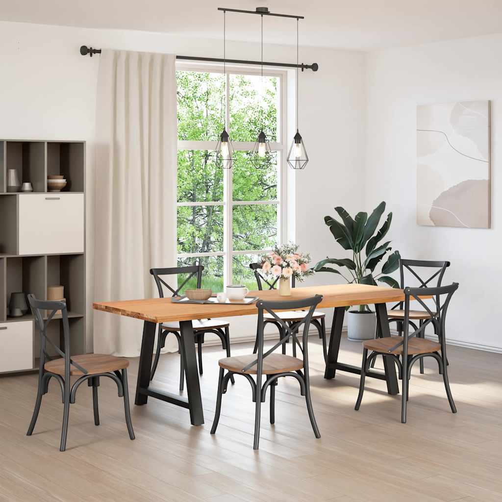 vidaXL Eettafel rechthoekig 240x90x74 cm massief eikenhout lichtbruin afbeelding