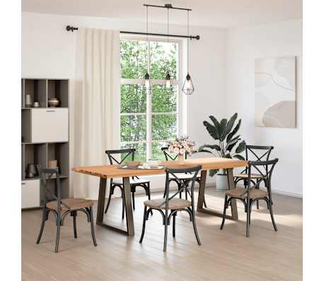 vidaXL Table &agrave; manger marron clair bois de ch&ecirc;ne massif rectangulaire