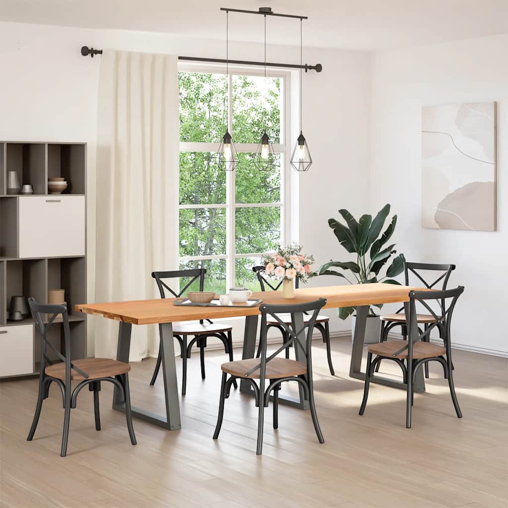 vidaXL Eettafel rechthoekig 280x90x74 cm massief eikenhout lichtbruin afbeelding