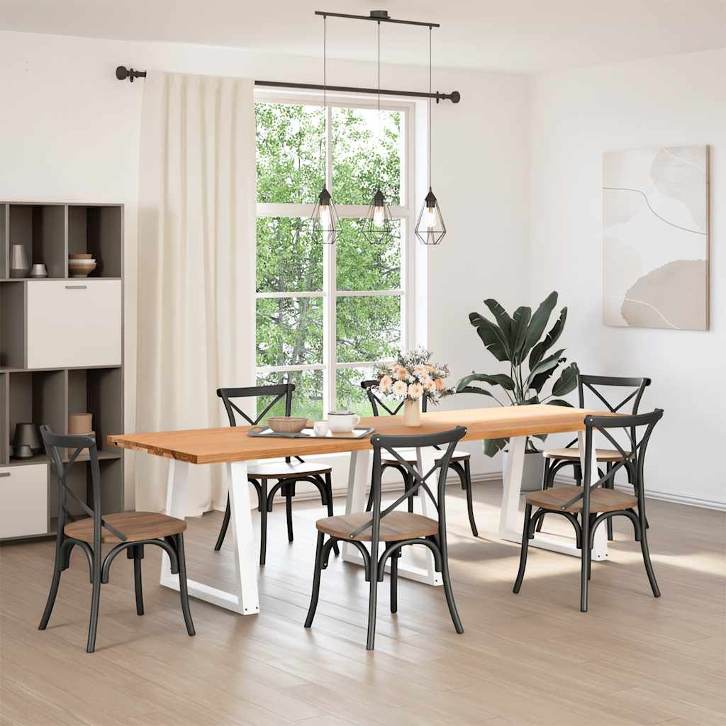 vidaXL Eettafel rechthoekig 280x90x74 cm massief eikenhout lichtbruin afbeelding