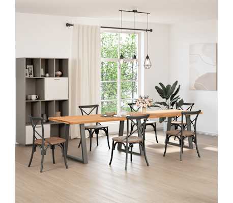 vidaXL Table &agrave; manger marron clair bois de ch&ecirc;ne massif rectangulaire