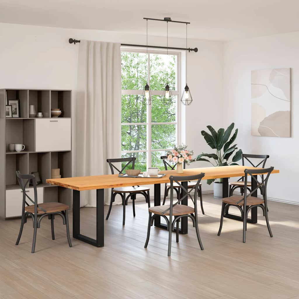 vidaXL Eettafel rechthoekig 320x90x74 cm massief eikenhout lichtbruin afbeelding