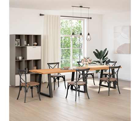 vidaXL Table &agrave; manger marron clair bois de ch&ecirc;ne massif rectangulaire