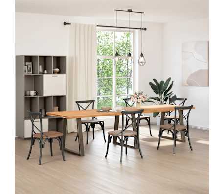 vidaXL Table &agrave; manger marron clair bois de ch&ecirc;ne massif rectangulaire