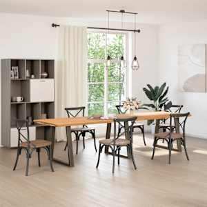 vidaXL Table &agrave; manger marron clair bois de ch&ecirc;ne massif rectangulaire