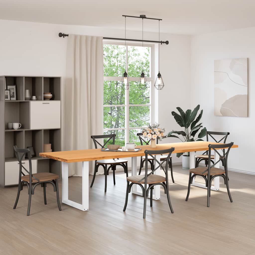 vidaXL Eettafel rechthoekig 320x90x74 cm massief eikenhout lichtbruin afbeelding