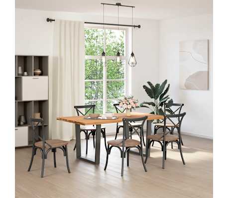 vidaXL Table &agrave; manger avec bord naturel 180x100x74cm bois massif ch&ecirc;ne