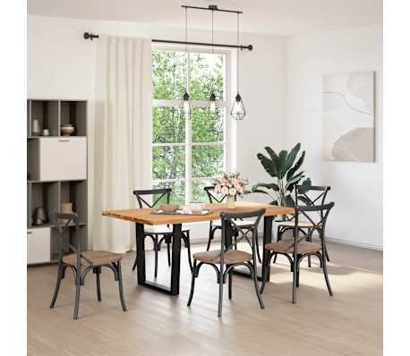 vidaXL Table &agrave; manger avec bord naturel 180x100x74cm bois massif ch&ecirc;ne