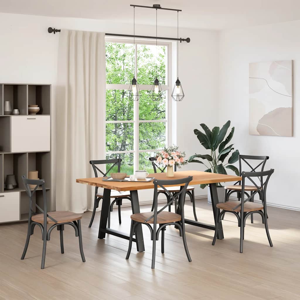 vidaXL Eettafel rechthoekig 180x100x74 cm massief eikenhout lichtbruin afbeelding