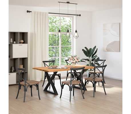 vidaXL Table &agrave; manger marron clair bois de ch&ecirc;ne massif rectangulaire