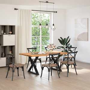 vidaXL Table &agrave; manger marron clair bois de ch&ecirc;ne massif rectangulaire