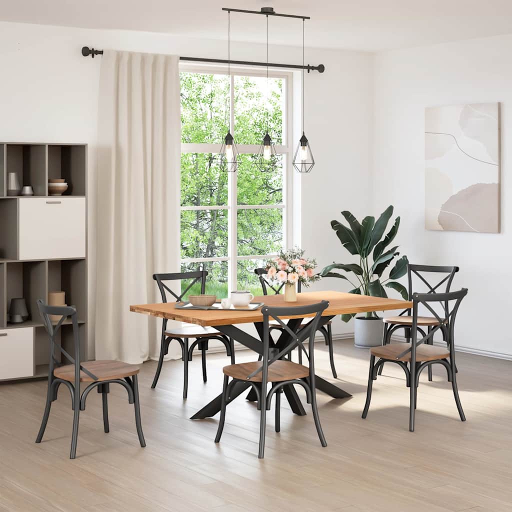 vidaXL Eettafel rechthoekig 180x100x74 cm massief eikenhout lichtbruin afbeelding