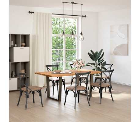 vidaXL Table &agrave; manger avec bord naturel 180x100x74cm bois massif ch&ecirc;ne