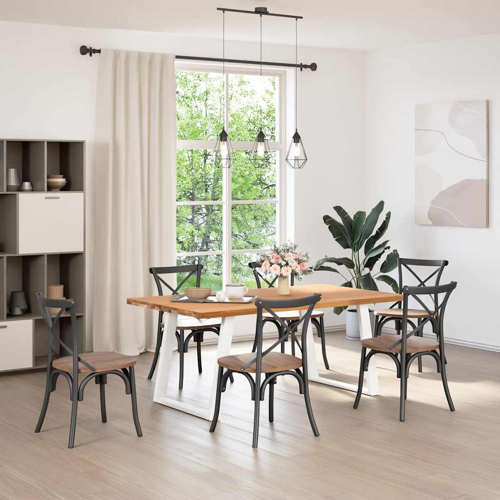 vidaXL Eettafel rechthoekig 180x100x74 cm massief eikenhout lichtbruin afbeelding