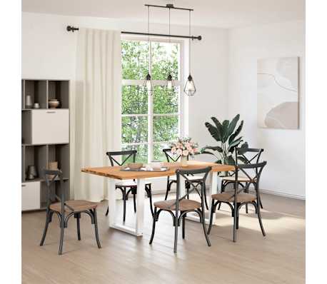 vidaXL Eettafel met natuurlijke rand 180x100x74 cm massief eikenhout