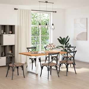 vidaXL Eettafel met natuurlijke rand 180x100x74 cm massief eikenhout