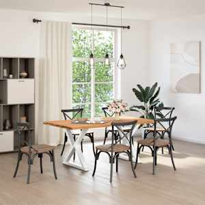 vidaXL Table &agrave; manger marron clair bois de ch&ecirc;ne massif rectangulaire