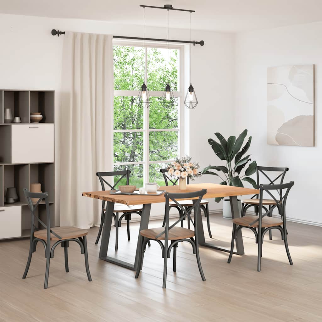 vidaXL Eettafel 180x100x74 cm massief eikenhout lichtbruin afbeelding