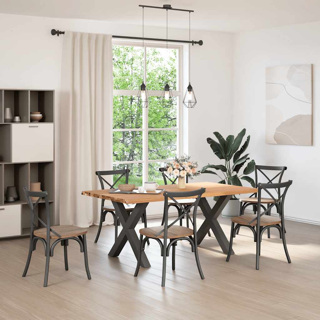 vidaXL Eettafel rechthoekig 180x100x74 cm massief eikenhout lichtbruin afbeelding