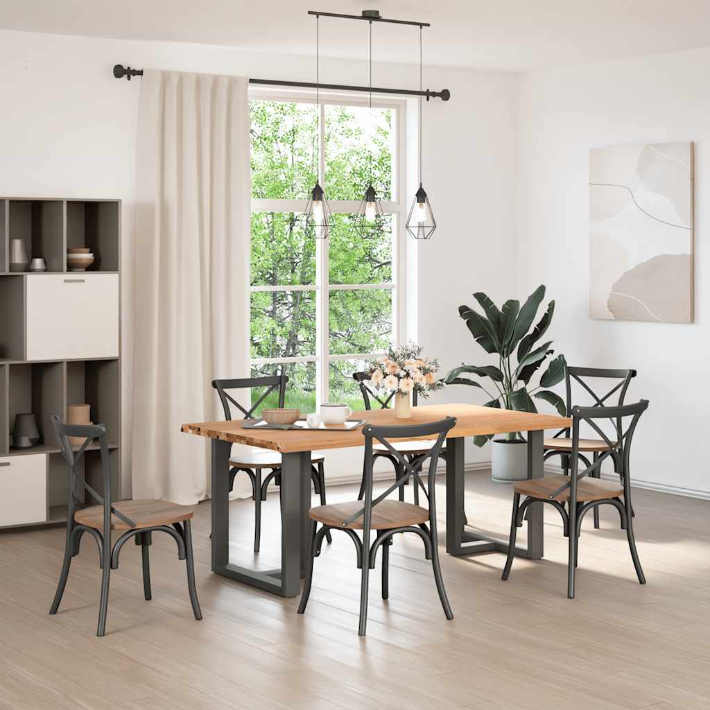 vidaXL Eettafel rechthoekig 180x100x74 cm massief eikenhout lichtbruin afbeelding