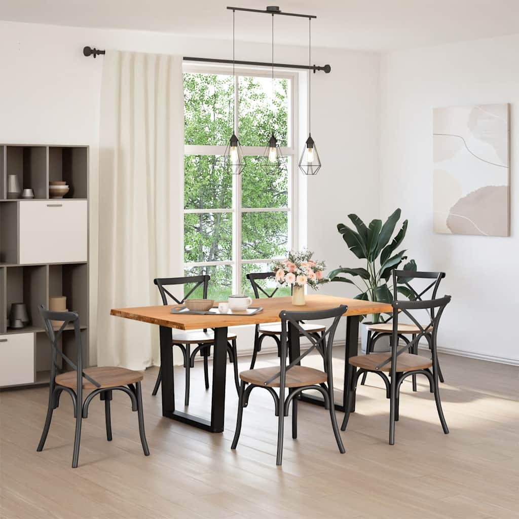 vidaXL Eettafel met natuurlijke rand 180x100x74 cm massief eikenhout afbeelding