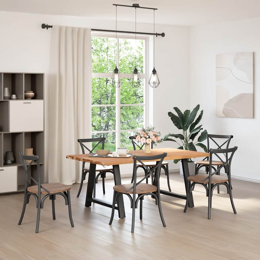 vidaXL Eettafel rechthoekig 180x100x74 cm massief eikenhout lichtbruin afbeelding