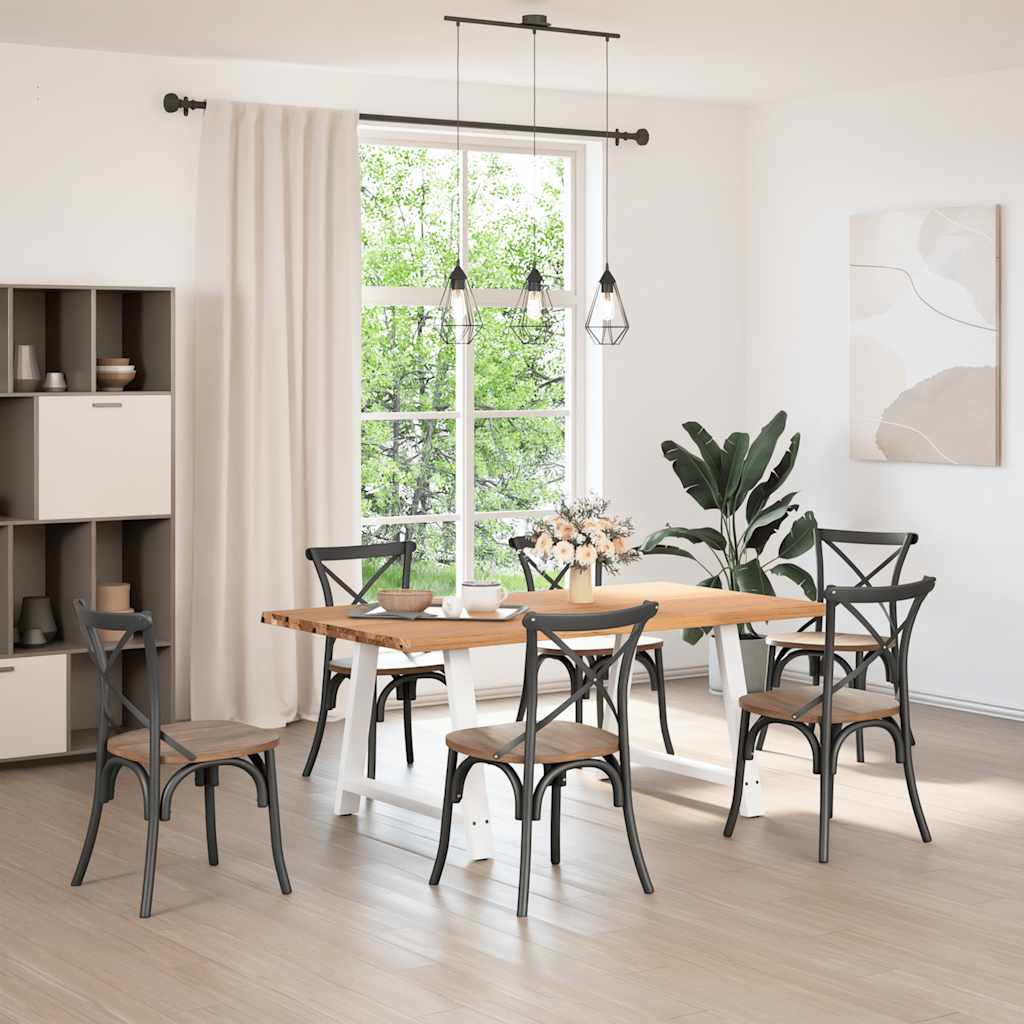 vidaXL Eettafel rechthoekig 180x100x74 cm massief eikenhout lichtbruin afbeelding