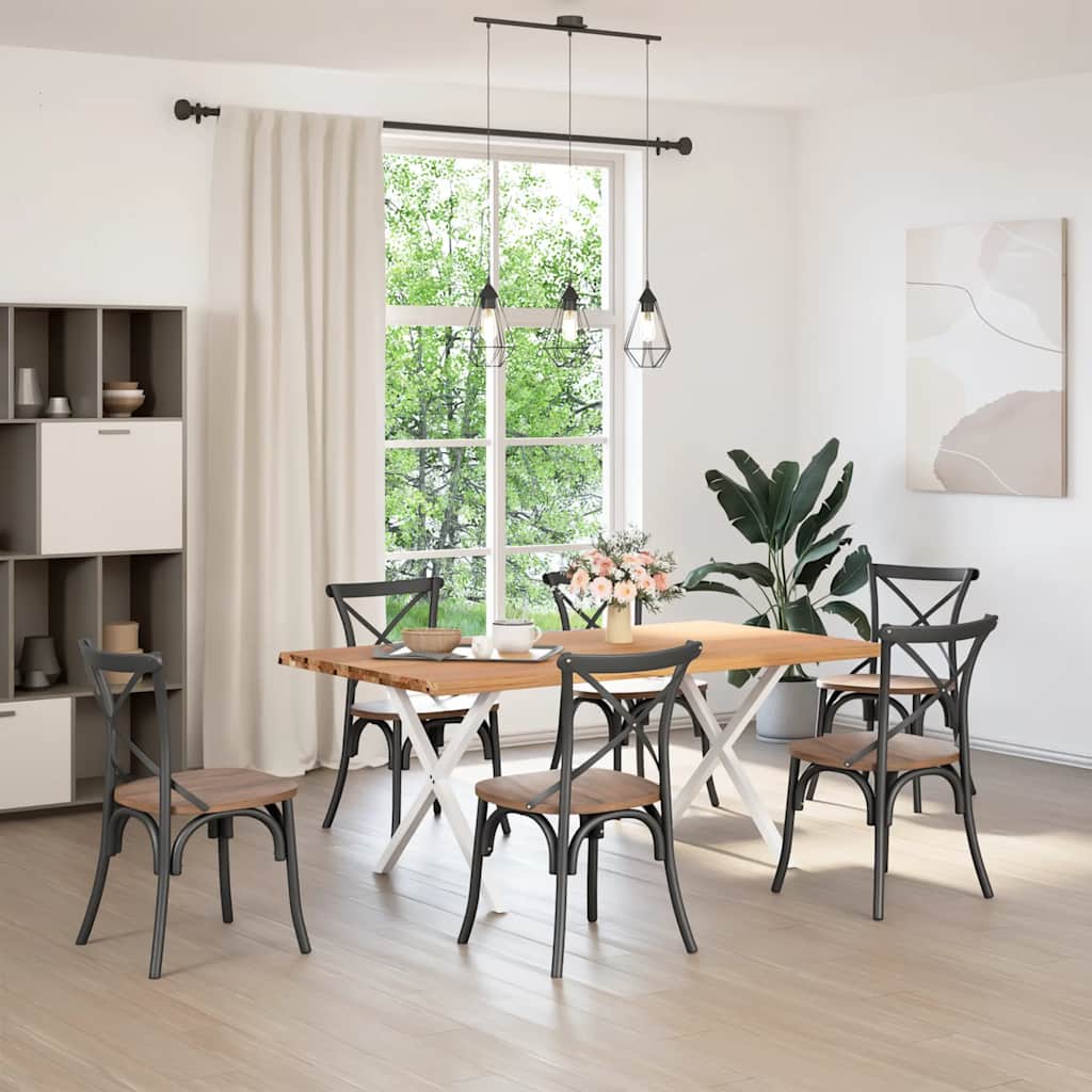 vidaXL Eettafel rechthoekig 180x100x74 cm massief eikenhout lichtbruin afbeelding