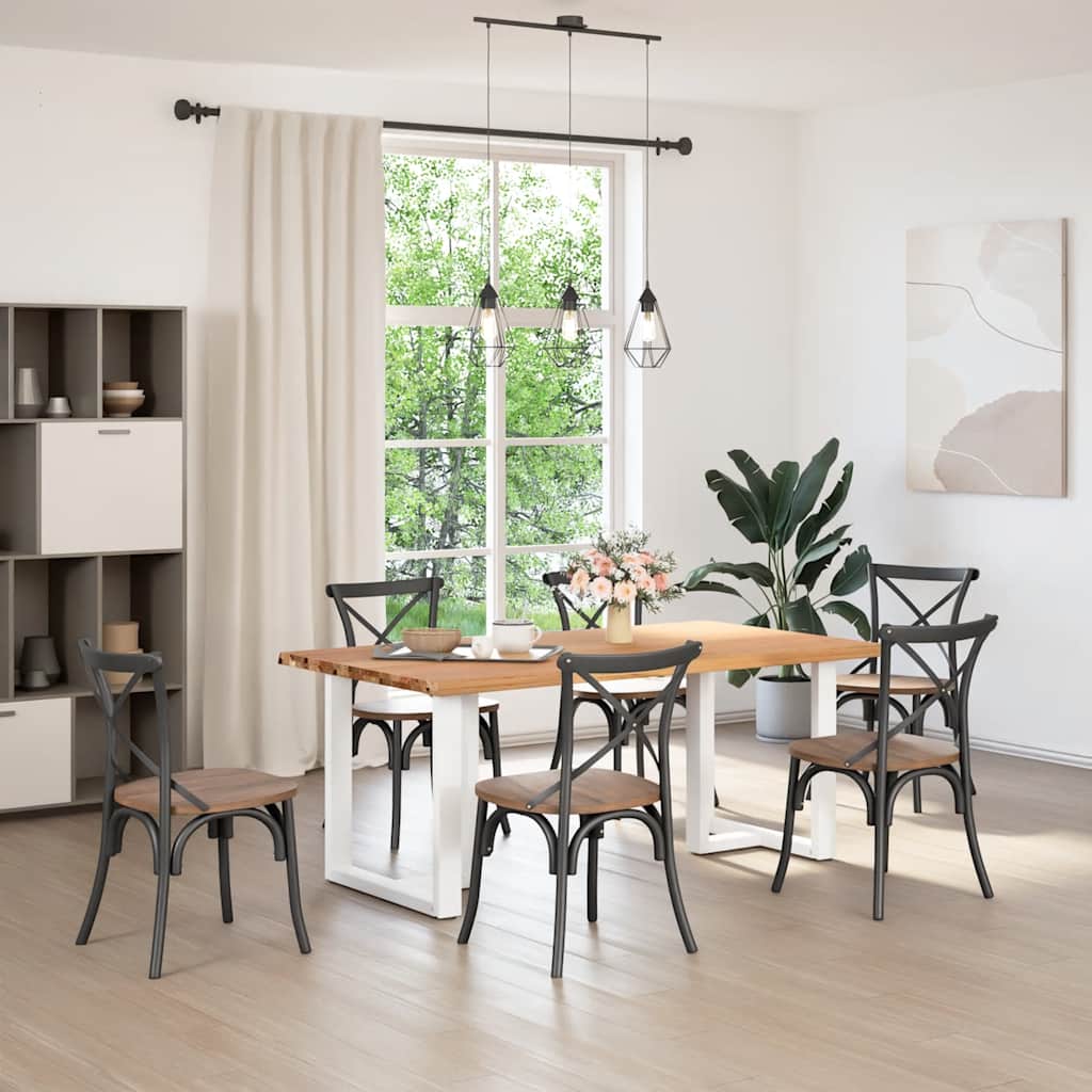 vidaXL Eettafel rechthoekig 180x100x74 cm massief eikenhout lichtbruin afbeelding