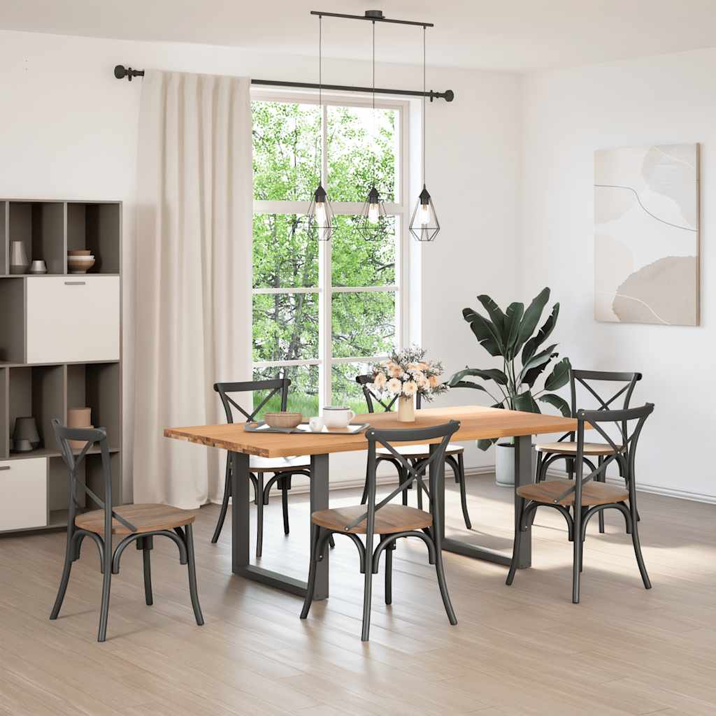 vidaXL Eettafel rechthoekig 200x100x74 cm massief eikenhout lichtbruin afbeelding