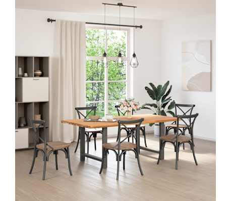 vidaXL Table &agrave; manger marron clair bois de ch&ecirc;ne massif rectangulaire