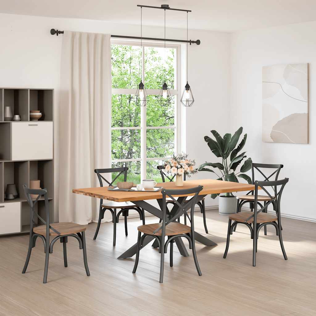 vidaXL Eettafel rechthoekig 200x100x74 cm massief eikenhout lichtbruin afbeelding