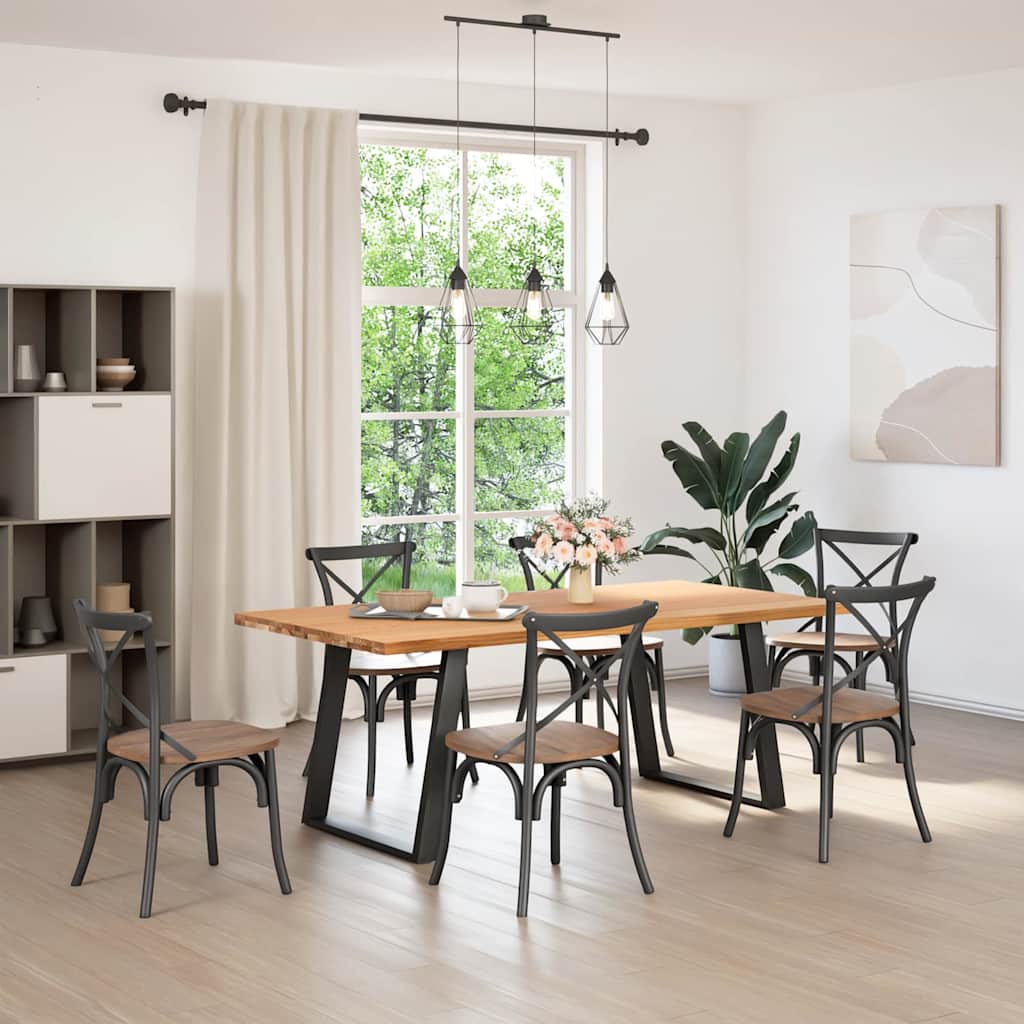 vidaXL Eettafel rechthoekig 200x100x74 cm massief eikenhout lichtbruin afbeelding
