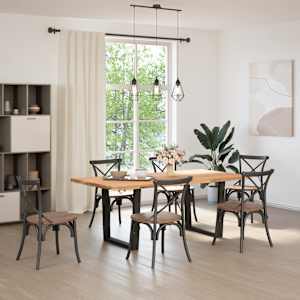 vidaXL Eettafel met natuurlijke rand 200x100x74 cm massief eikenhout