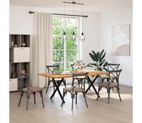 vidaXL Table &agrave; manger marron clair bois de ch&ecirc;ne massif rectangulaire