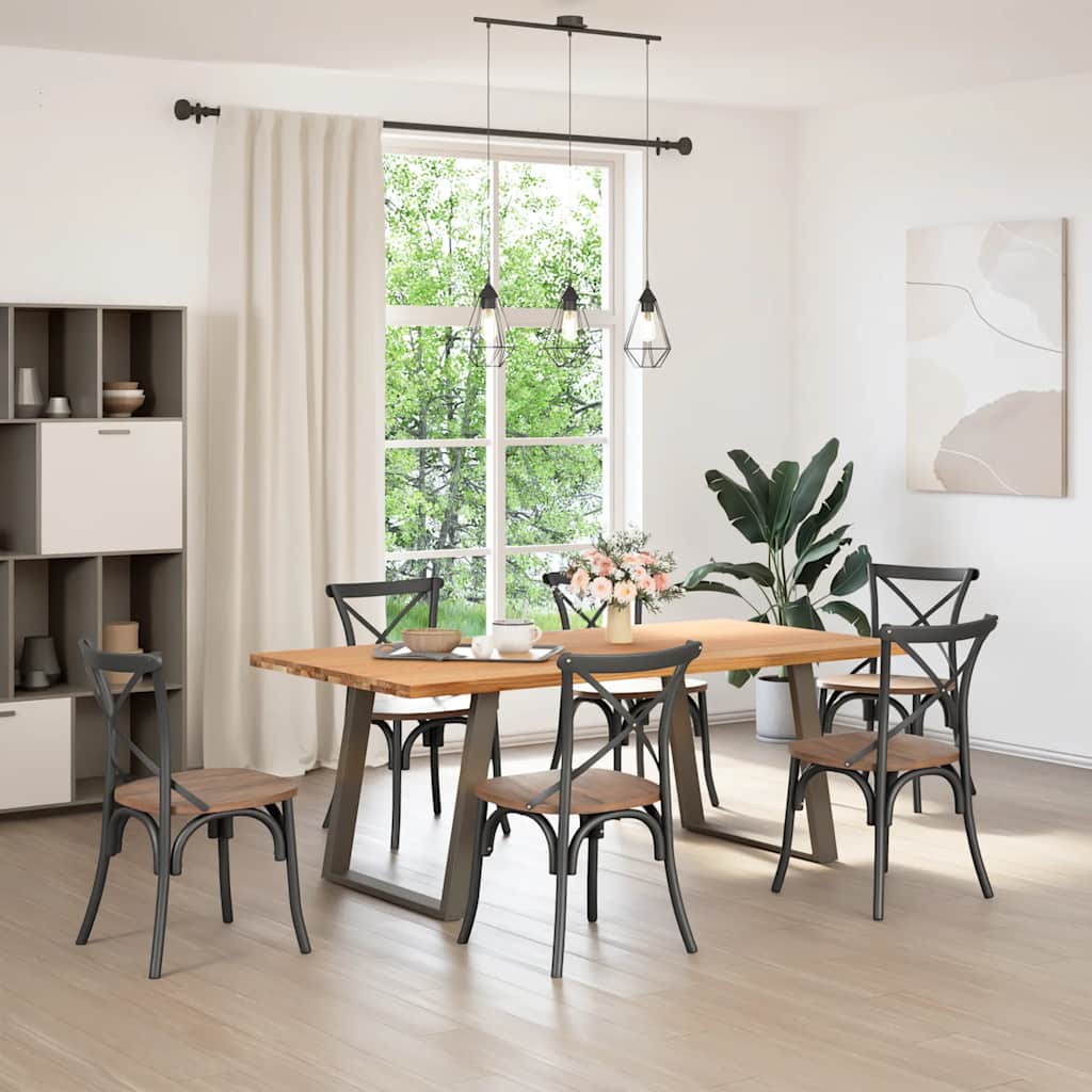 vidaXL Eettafel rechthoekig 200x100x74 cm massief eikenhout lichtbruin afbeelding