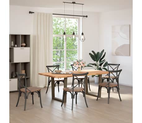 vidaXL Eettafel met natuurlijke rand 200x100x74 cm massief eikenhout