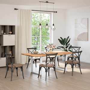 vidaXL Esstisch mit Baumkanten 200x100x74 cm Massivholz Eiche