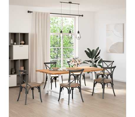 vidaXL Table &agrave; manger marron clair bois de ch&ecirc;ne massif rectangulaire