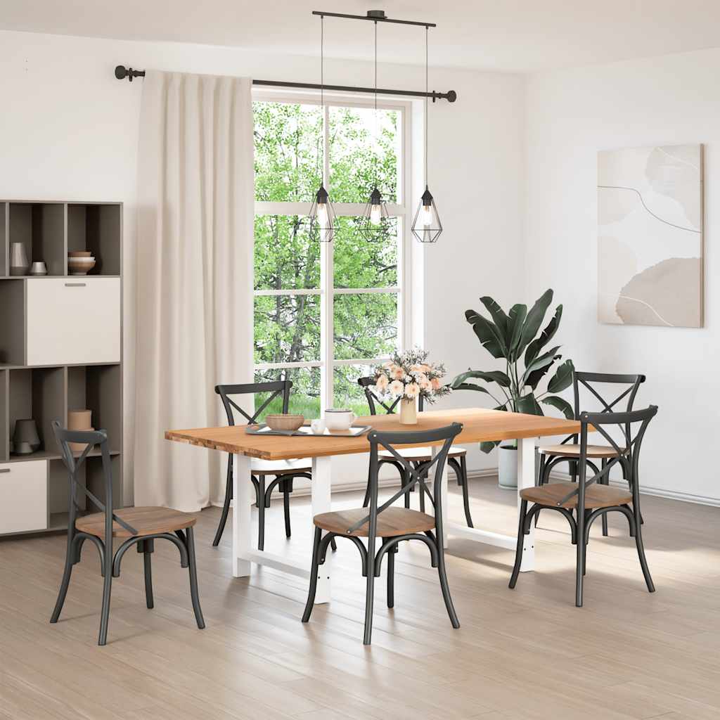 vidaXL Eettafel rechthoekig 200x100x74 cm massief eikenhout lichtbruin afbeelding