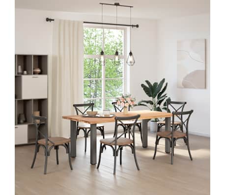 vidaXL Dining Table Light Brown Solid Oak Wood Large Adjustable Feet